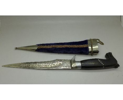 An Indian dagger and scabbard