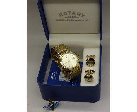 A Rotary wristwatch, boxed, with cufflinks and spare bracelet strap links