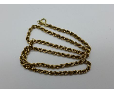 A 9ct gold rope chain, 6g