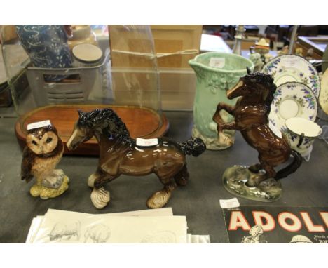 Beswick Welsh Cob and Cantering Shire and Royal Doulton Whisky flask