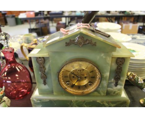 Green onyx mantel clock