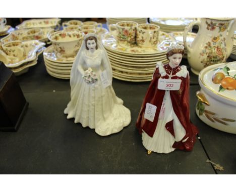 2 Royal Worcester figurines of Queen Elizabeth II