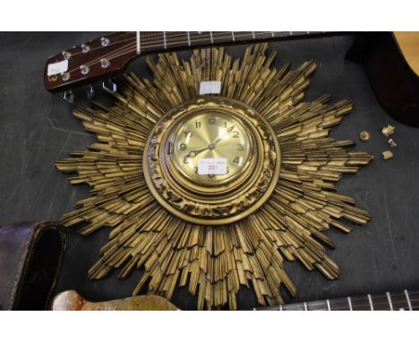 Vintage sunburst wall clock