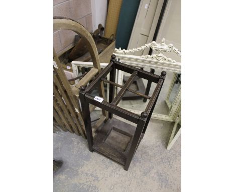 Stick stand, small painted shelving unit and triple mirror