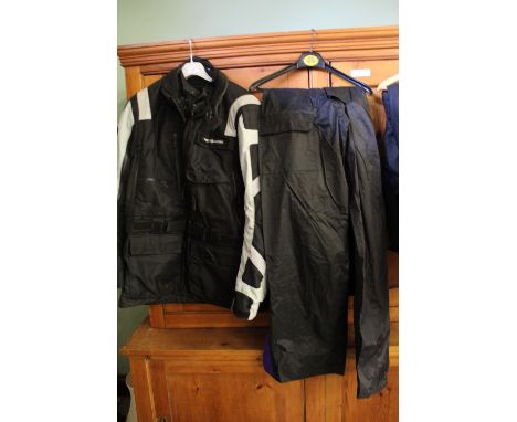 Motorcycle waterproofs, jackets, helmet, boots and gloves
