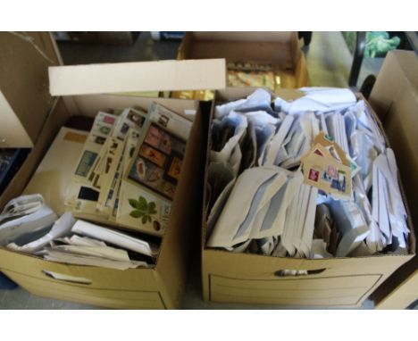 2 boxes of stamps, first day covers etc