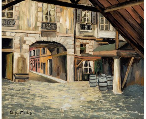 ELISÉE MACLET (Lyons-en-Santerre, 1881 - Paris 1962)."Street of Vieux Paris".Oil on canvas.Signed in the lower left corner.Si