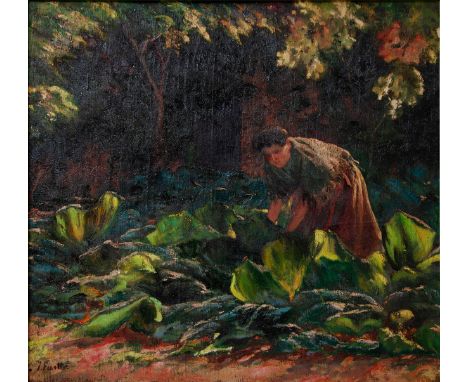 JOAN FUSTER BONNÍN (Palma de Mallorca, 1870 - 1943)."Mallorcan peasant girl".Oil on canvas.Signed in the lower left corner.Me