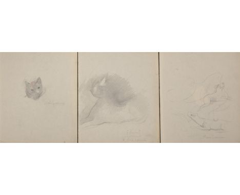 MARIE LAURENCIN (Paris, 1883-1956)."Untitled.Three pencil drawings on paper.Signed at lower right.Attached letter of authenti