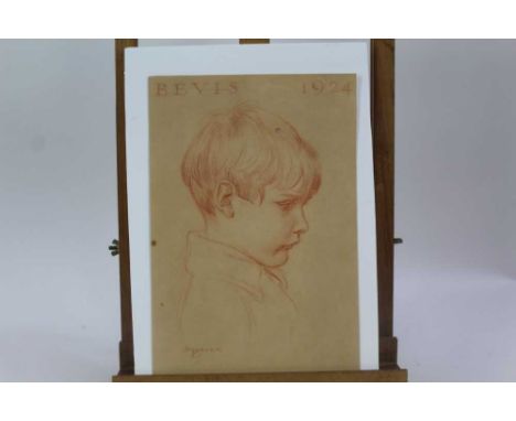 Henry Matthew Brock, RI, (1875-1960) pastel on tinted paper - portrait of a young boy, Bevis 1924, signed and inscribed, unfr