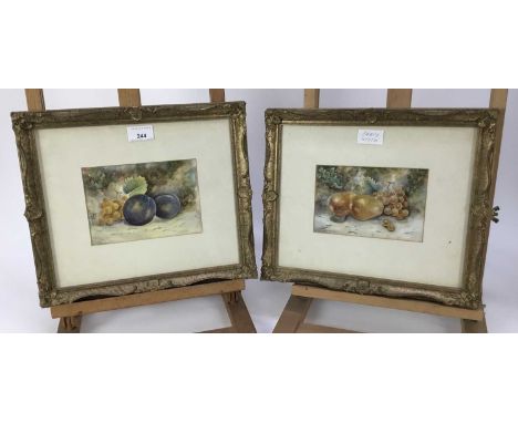 Michael E. Morris (B.1957), Royal Worcester artist, pair of watercolour still life studies of fruit signed, 12 x 17cm, mounte