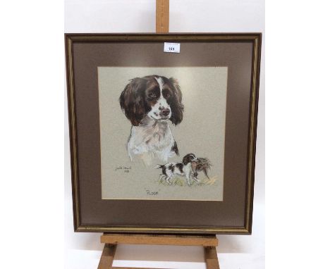 Judith Stowell, pastel portrait of a spaniel named Rose, signed and dated 1981, 34cm x 32cm, in glazed frame