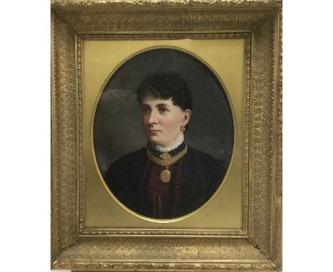 English School, 19th century, oil on canvas, head and shoulders portrait of a woman, oval 30 x 26cm,  in original glazed gilt