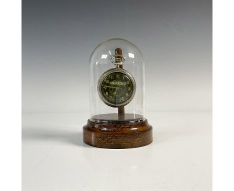 Original 1929 ZEP black dial pocket watch with winding stem manufactured by American watchmaker Westclox. It features a curve