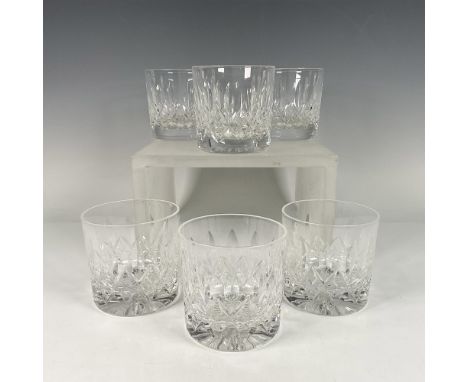 Vintage set of thick clear crystal, features the Double Old Fashioned Wellington pattern. Stuart acid backstamp. Capacity 10o