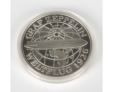 Original 5 ounce .999 silver Graf Zeppelin commemorative medal issued in 1986 by the German government (Mint of Hamburg) to c