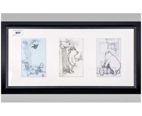 David Shepherd 'Winnie the Pooh; Framed Print. 18 by 9 inches.