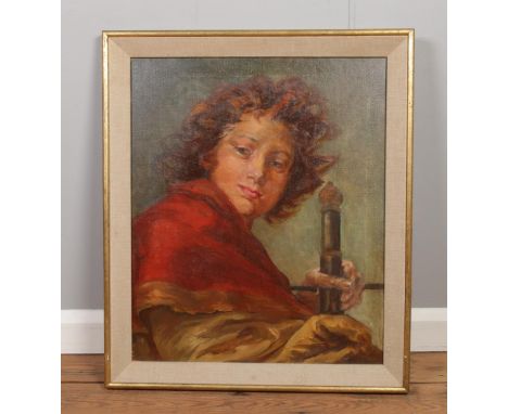 A framed oil on canvas, portrait of a child, unsigned (69cm x 59cm)  