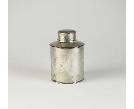 A silver tea caddy, William Hutton &amp; Sons Ltd, Birmingham 1917, of plain polished cylindrical form with removable cover, 