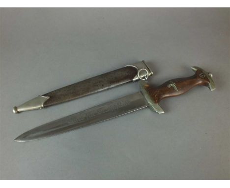 A German Third Reich SA Dienstdolch dagger and scabbard with "BO" markings to the reverse of the crossguard indicating the ow