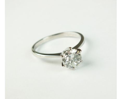An 18ct white gold single stone diamond ring, the brilliant cut diamond claw set, ring size M, weight approx 2.7g