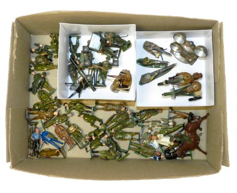 Britains Crescent etc. Soldiers, Anti Aircraft Artillery figures and Equipment: British Army Sound Locator with operator, Ran