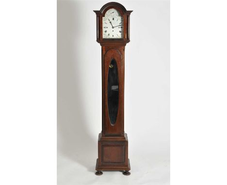 A small eight day Winterhalder and Hofmeier of Schwarzenbach longcase clock, mahogany cased, the silvered 7" plate dial with 