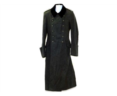 A German Third Reich Army Feldmantel (greatcoat) for an Infantry Hauptmann (Captain) constructed of field-grey wool with doub