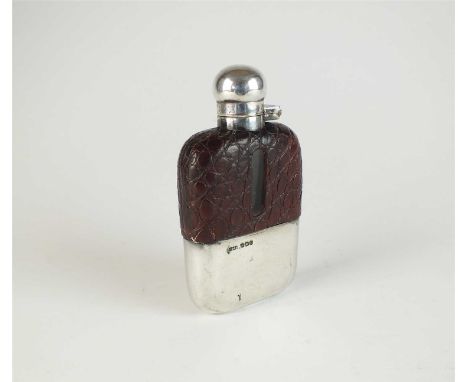 A small silver hip flask, James Dixon &amp; Sons Ltd, Sheffield 1928, with screw cap (lacking removable stirrup cup), 10cm hi