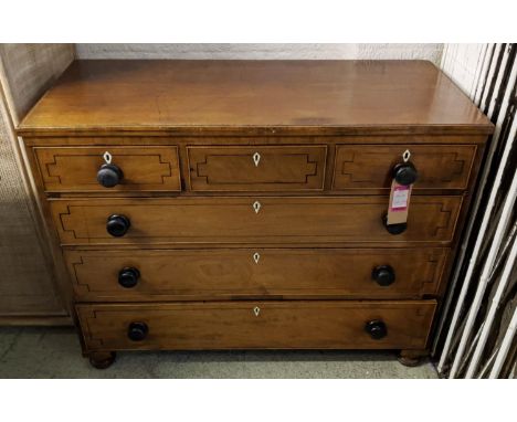 CHEST, 120cm W x 95cm H x 56cm D, George III, with three short above three long drawers. 