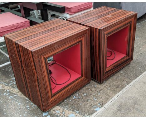 LINLEY LIZARD SIDE TABLES, a pair, 50cm x 40cm x 53cm, by David Linley, light up interior detail. (2) 