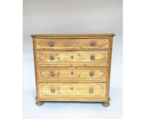 COMMODE, 19th century French pine with four long drawers, 95cm x 46cm x 89cm H. 