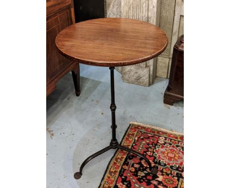 LAMP TABLE, 50cm D x 75cm H, Victorian mahogany, circa 1850, with a circular top on wrought iron base. 