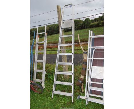 An eight rung aluminium step ladder.