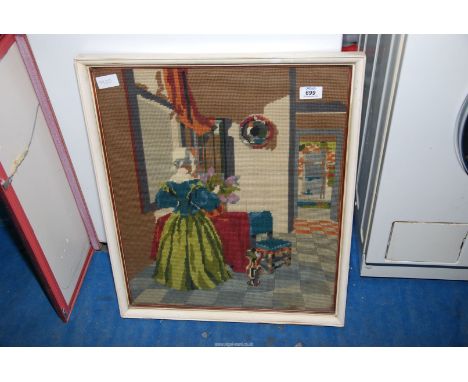 A 'Woman holding flowers' tapestry.