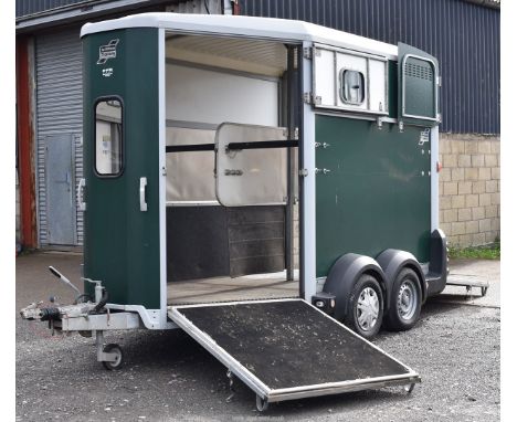 An Ifor Williams HB511 double Horse Box, in green, Year 2011, hardly used and kept inside when not in use, for two horses up 