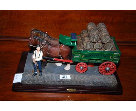 A model of a pair of horses pulling a Beer Wagon by " Academy"