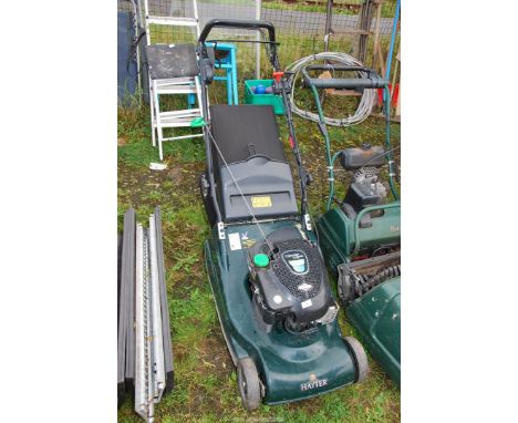A Hayter Harrier 48  propelled mower 96cm with rear roller and grass box - good working order.