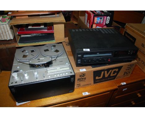 A Philips N7150 Reel to Reel HiFi Stereo Tape Deck together with an NEC N831EK VHS Video Recorder.