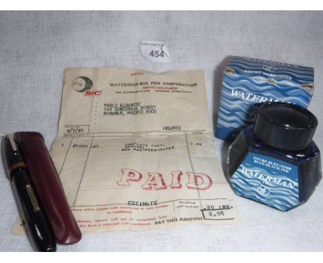 A WATERMAN PEN, 1960's, with 14ct clip and ink