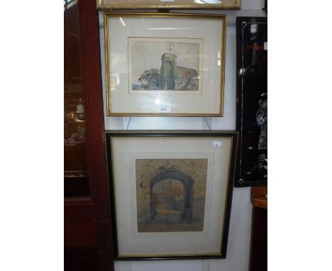 GEORGE SHEPHEARD, 1770-1842: 'St Margaret's Church, Rochester', pencil and watercolour, Fry Gallery label verso and a waterco