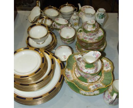 An Aynsley part tea service, "Empress Cobalt", forty pieces and a Mintons part tea service decorated with flowers and "shagre