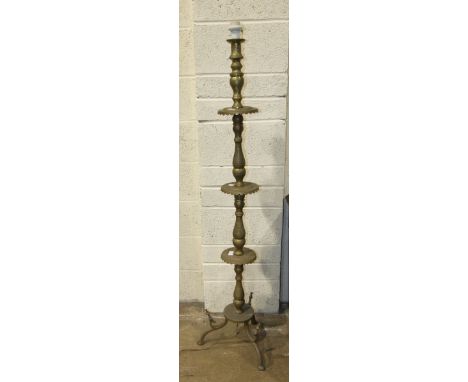 A large Moroccan brass standard lamp, 157cm high.