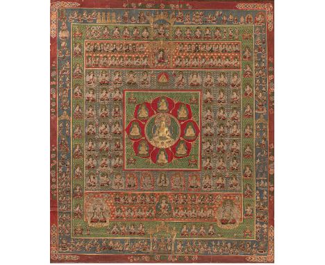 Anonymer buddhistischer MalerJapan, Muromachi-Periode142 x 93 cm R.Das Taizôkai mandara (Mandala der Mutterschoß-Sphäre). Tus
