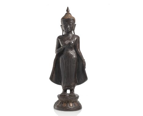 Bronze des Buddha ShakyamuniThailandH. 94 cmEhemals aus einer europäischen Privatsammlung, erworben vor 2007Partiell Alterssp