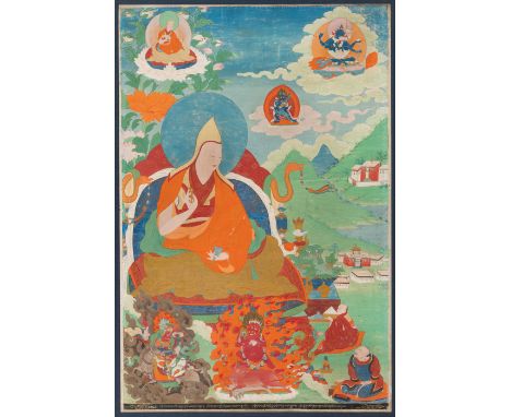 Der dritte Dalai Lama Sönam Gyatso (1543 - 1588)Tibet, 18./ 19. Jh.70,5  x 47 cm R.Dieses feine und seltene Thangka stammt au
