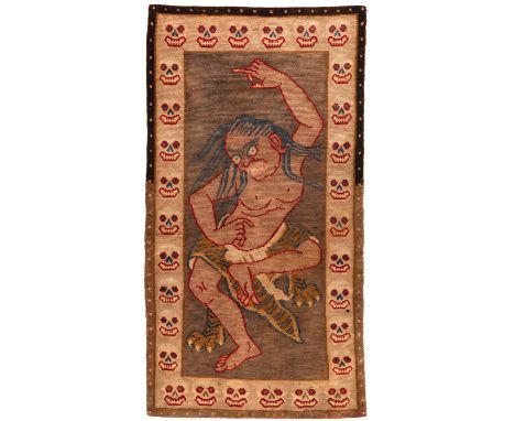 "Tantrischer" Teppich mit tanzendem DämonTibet155 x 78 vmVgl. Piccus, "Sacred &amp;amp; Secular - The Piccus Collection of Ti