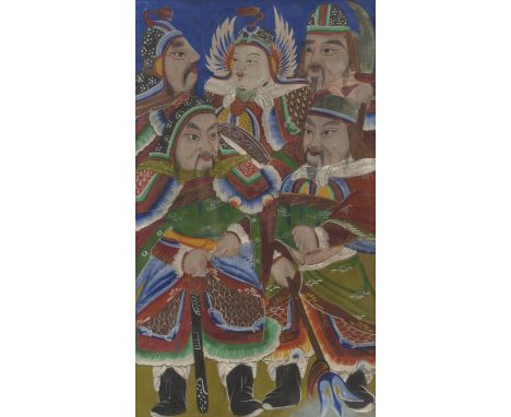 Polychrome Malerei von GenerälenKorea80 x 46 cm R.Aus einer alten deutschen Privatsammlung, in den 1970er und 80er Jahren ges