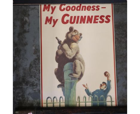 My Goodness My Guiness poster with bear and keeper, 40 x 70 cm. UK P&amp;P Group 1 (£16+VAT for the first lot and £2+VAT for 