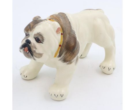 Ceramic bulldog, indistinctly marked, L: 17 cm, no chips or cracks. UK P&amp;P Group 1 (£16+VAT for the first lot and £2+VAT 